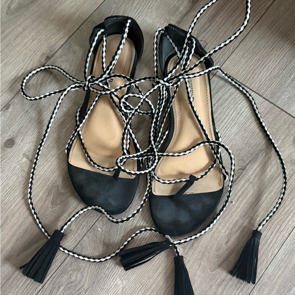 Black Strappy Women's Sandals - Picture 1 of 5